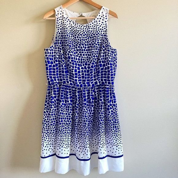 Eliza J Belted Print Fit & Flare Dress Womens Plus Size 14 Sleeveless Lined - Picture 4 of 11